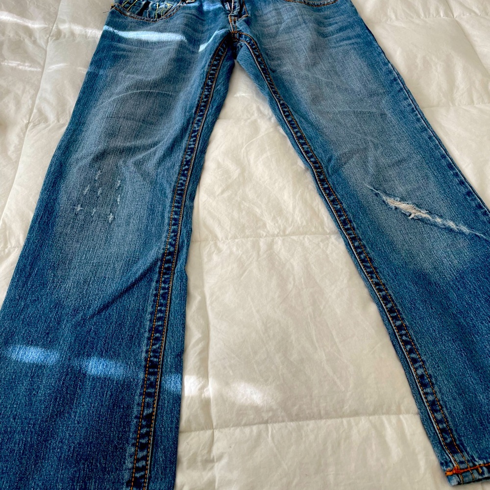True, religion, jeans, size 33 light blue